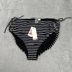 NEW Calia Women's Ruched Side Size 2XL Stripe Black‎ Swim Bottom Summer Beach